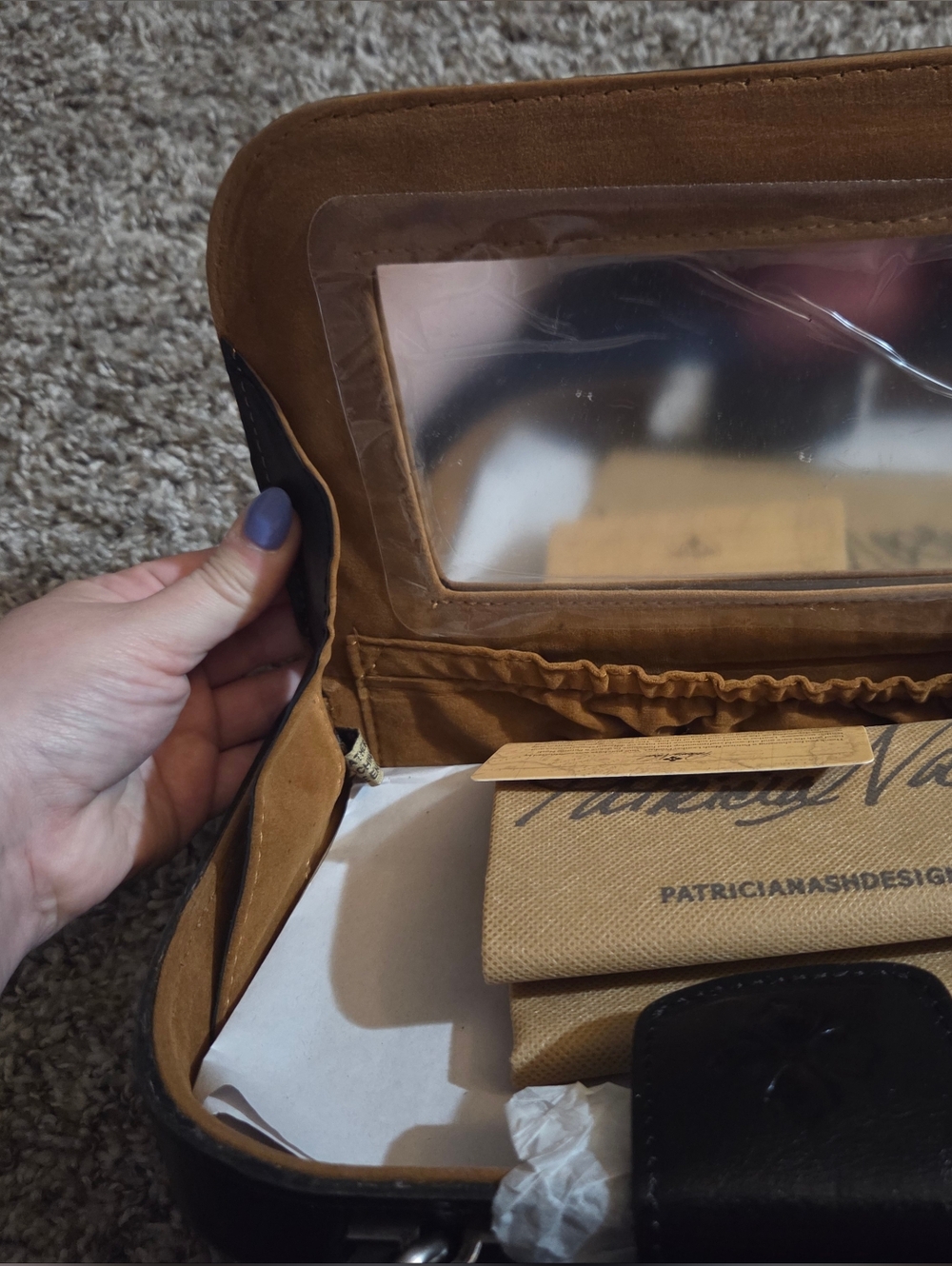 Patricia Nash Tessi Leather Makeup Purse In Black - Picture 5 of 6